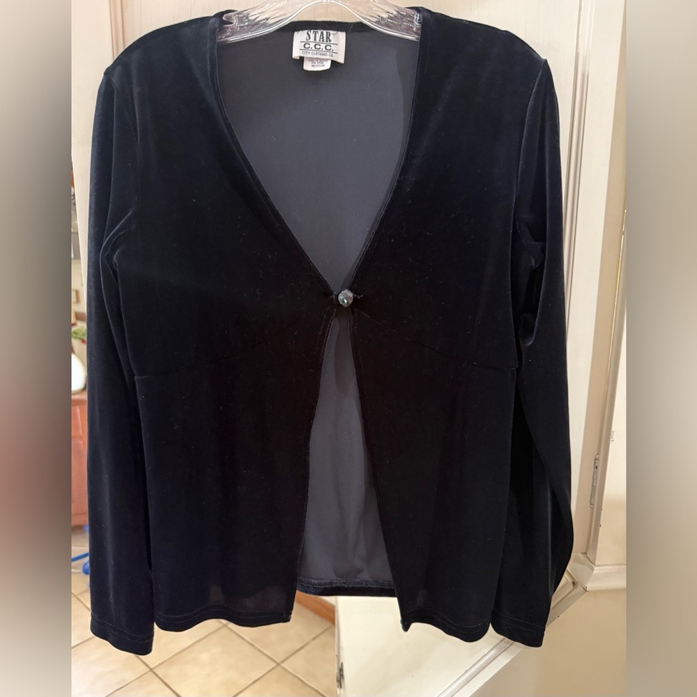 Star City Clothing Co. Cardigan dark blk velvet/ velour size M.